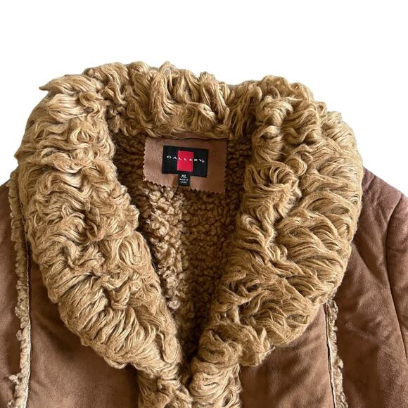 Gallery Women’s Vintage Penny Lane Fur Sherpa Lined Long Brown Maxi Coat Sz XL - Picture 3 of 16